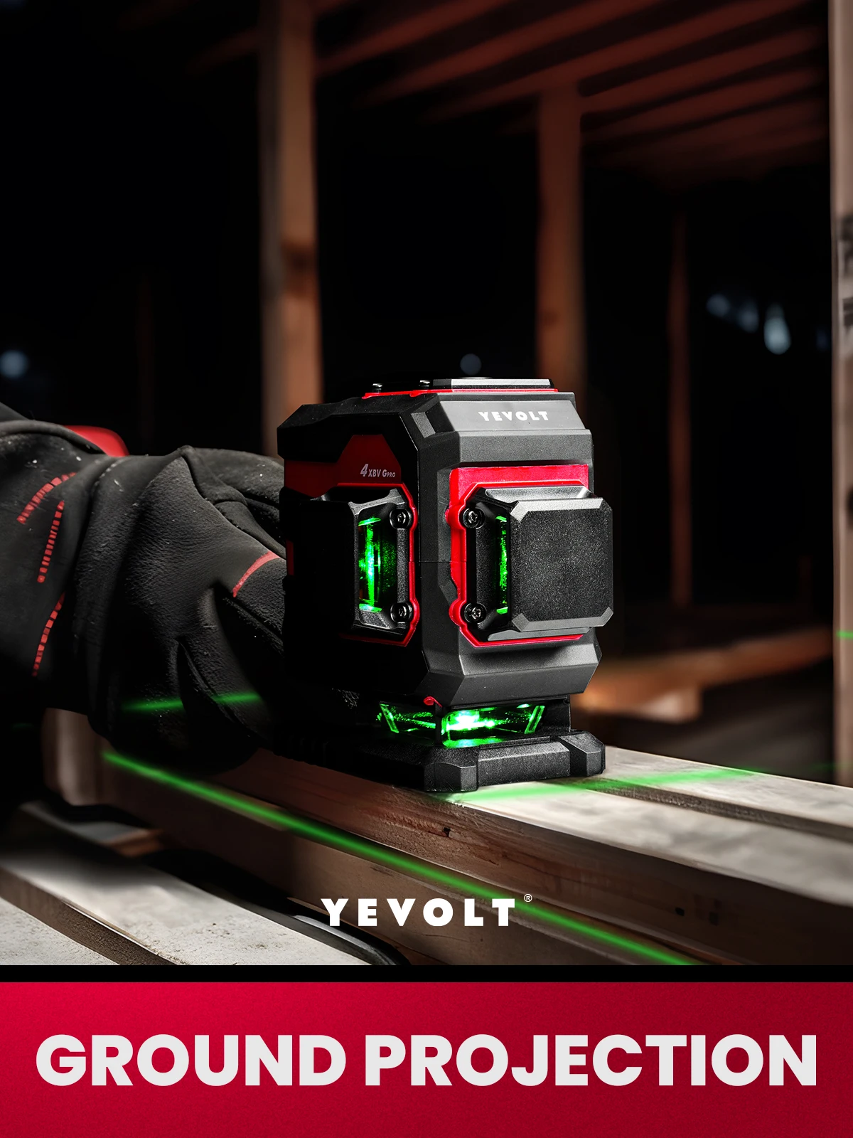 YEVOLT YVGLL4XS12T 12-линейный лазерный уровень с зеленым заземлением 3D