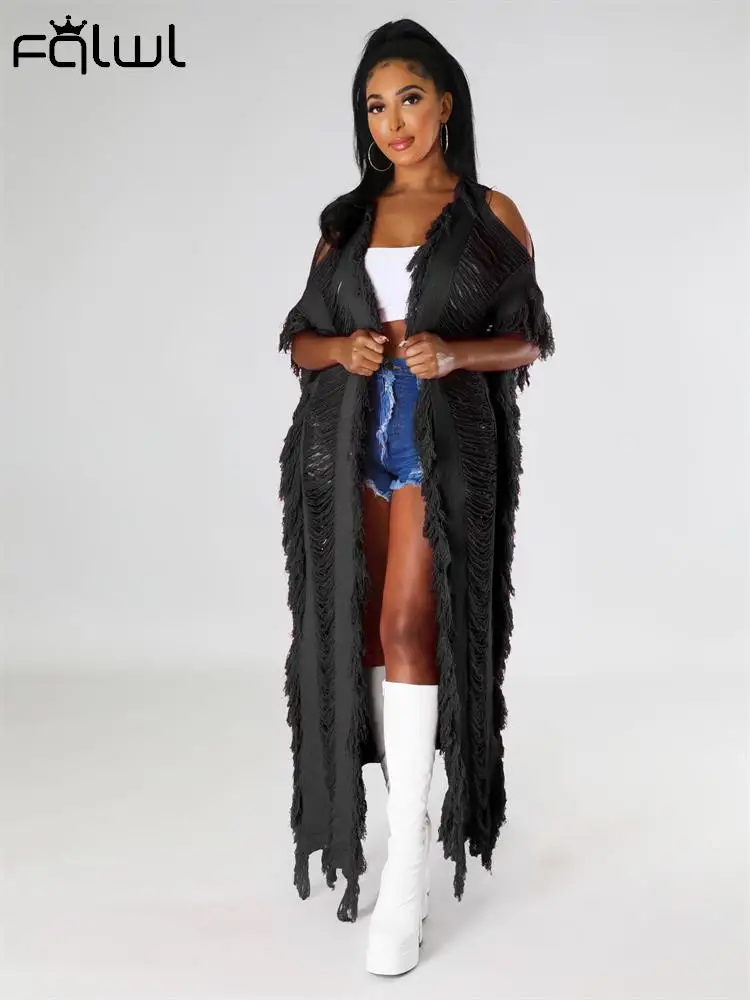 

Habbris Summer Knit Open Front Long Jacket Casual Outfit For Women 2022 Solid Short Sleeve Hollow Out See Through Coat Female