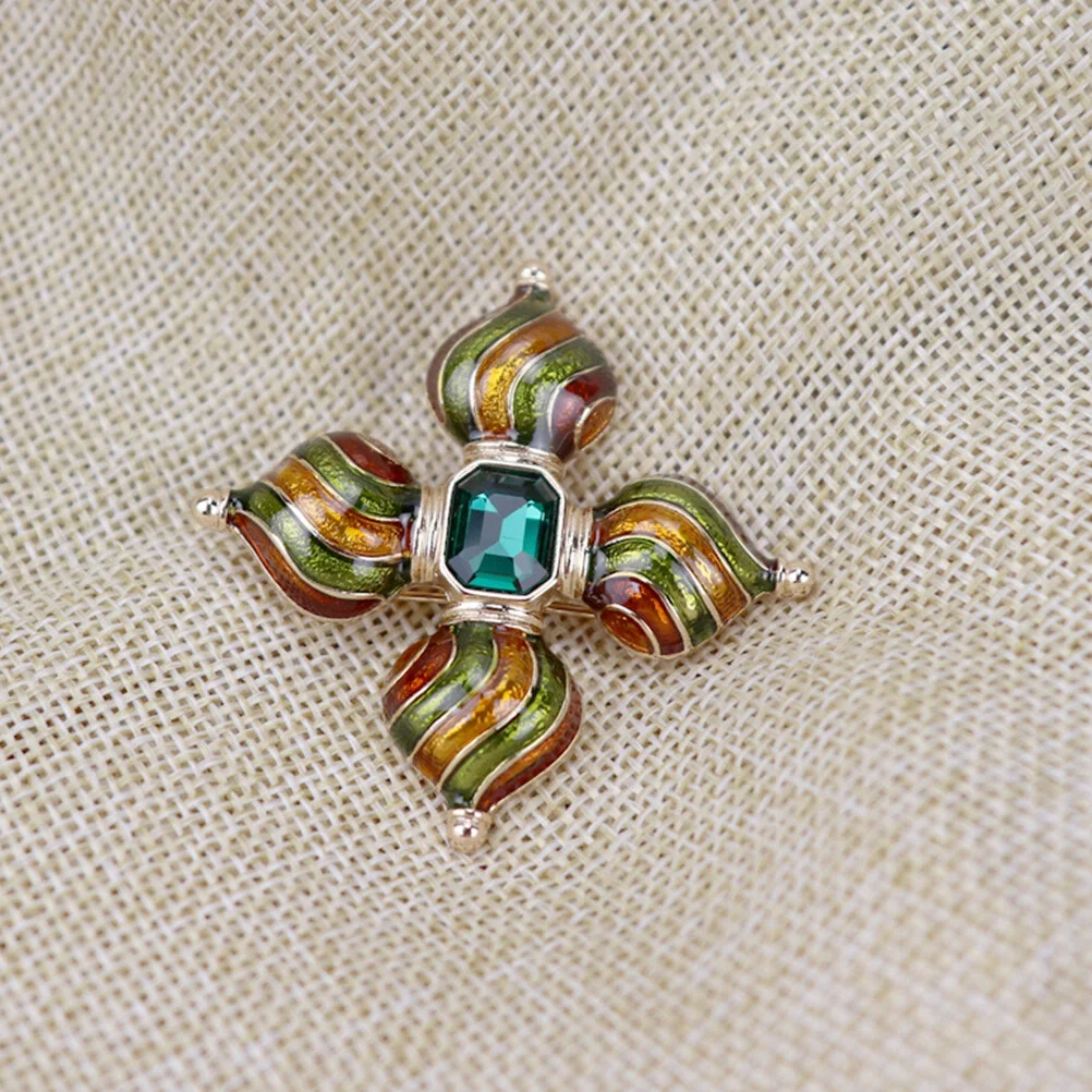 1Pc Cross Shaped Brooch Elegant Brooch Pin Alloy Clip Scarf Buckle Dual Brooch Jewelry for Women Girls Ladies