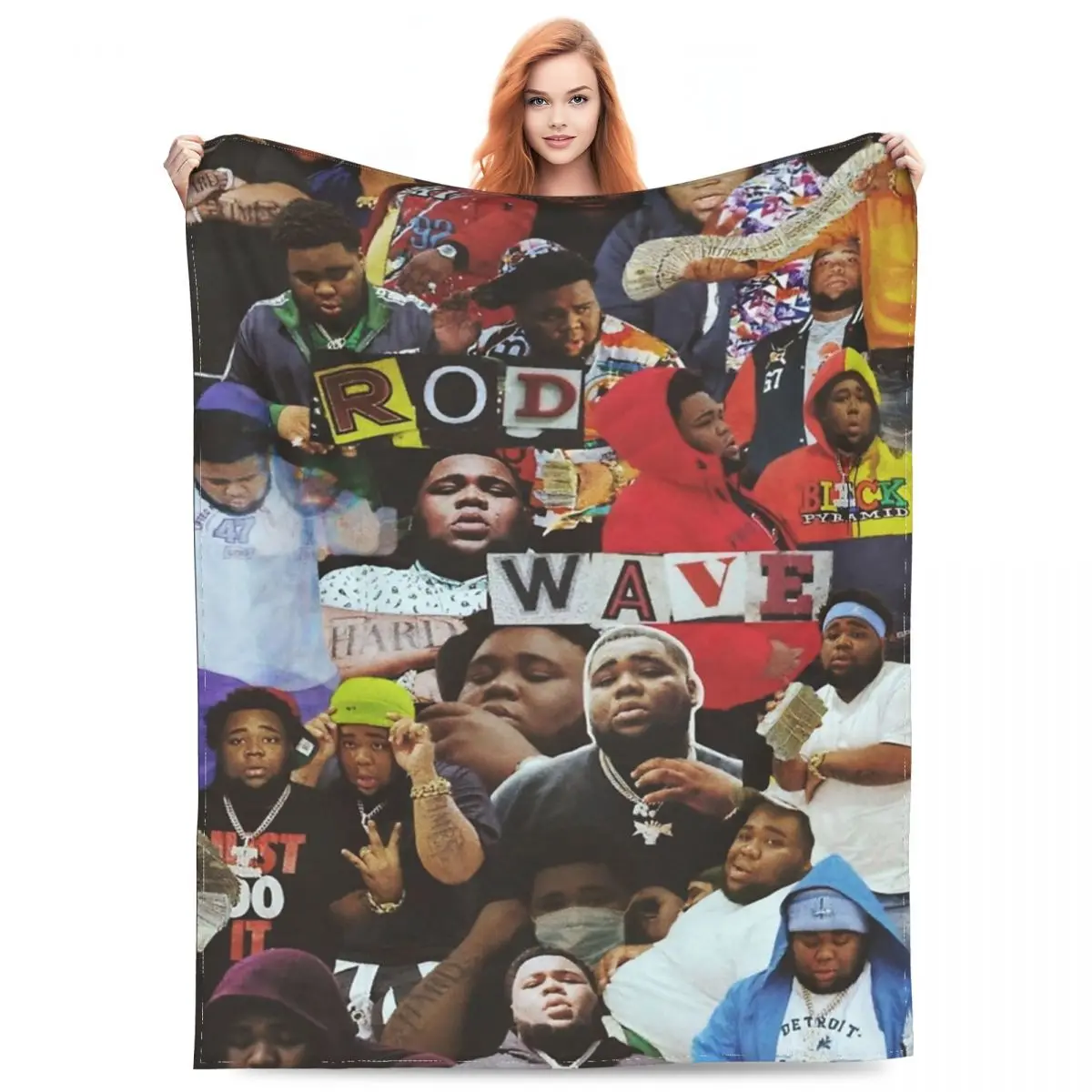 

Rod Wave Rapper Blanket Velvet Textile Decor Vintage Collage Relax Lightweight Thin Blankets for Bedding Couch Plush Thin Quilt