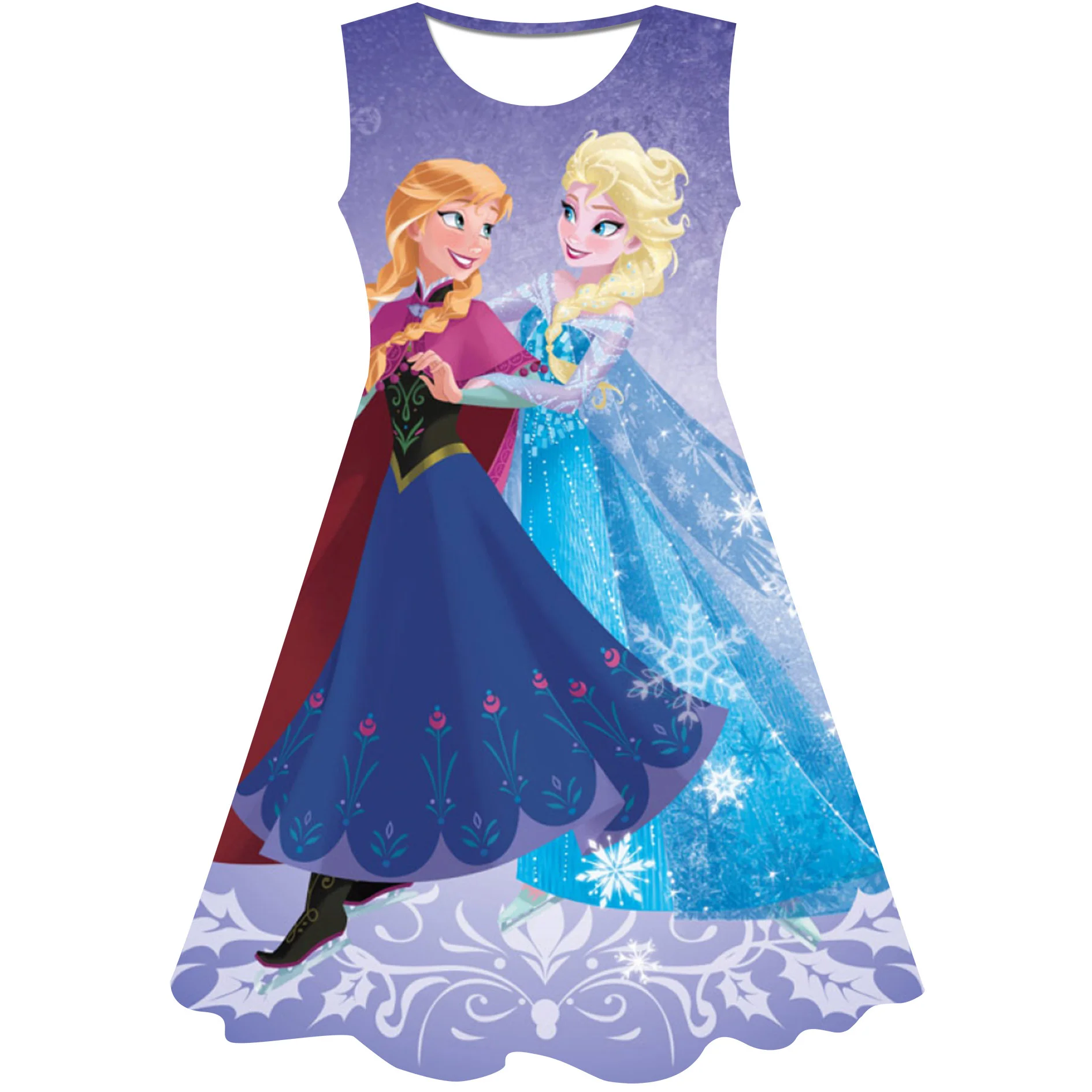 

Disney Girl Princess Party Costume Tulle Classic Movie Frozen Elsa Princess Pattern Print Summer Casual Comfortable Dresses