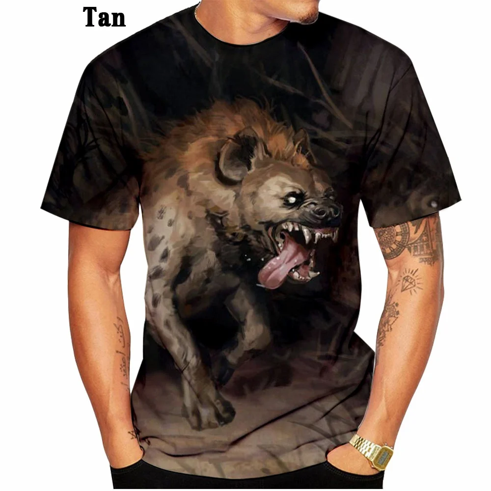 

2023 Men Women Loose And Breathable Comfortable Short Sleeve Unisex Summer New Trend Hyena 3d Print Mens Short-sleeved T-shirt