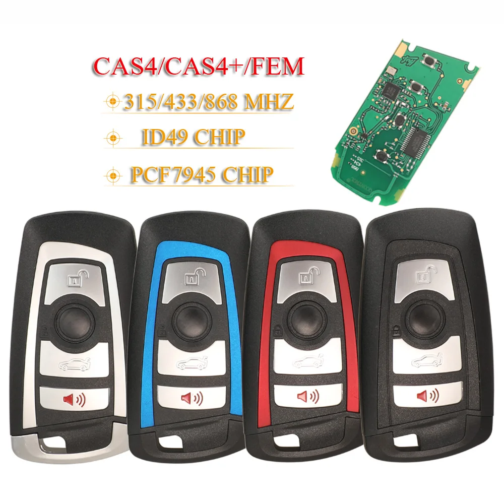 

jingyuqin 315/433/868Mhz PCF7945 Smart Remote Key Keytless Entry For BMW F 3 5 7 Series X5 X6 F20 F22 F30 CAS4 CAS4+ FEM