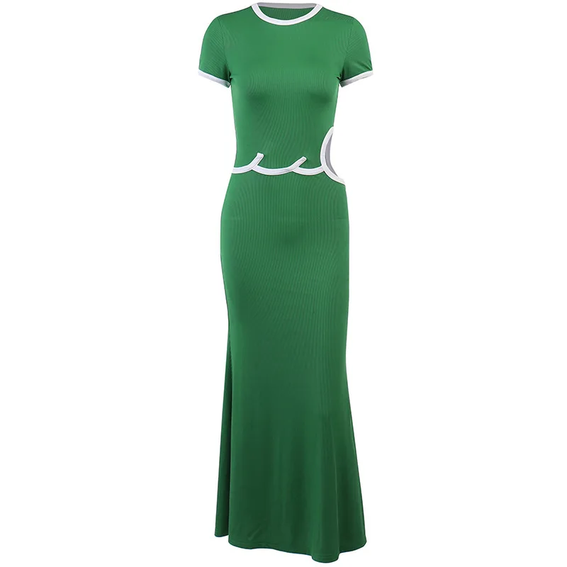 

2022 Summer New Women's Dresses Contrasting Colors Sexy Hollowed Out Waistless Dress Women Robe Traf Dress For Women Mini Skirt