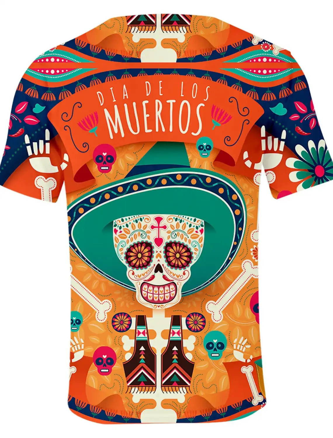 

Funny Sugar Skull Mexican T-shirt Anime Cartoon Anime Mexico Independence Day Day of the Dead T-shirt For Men Women's Top tees