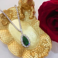 925 sterling silver pear shaped origin emerald necklace pendant for women origin emerald chains necklaces gemstone pendant