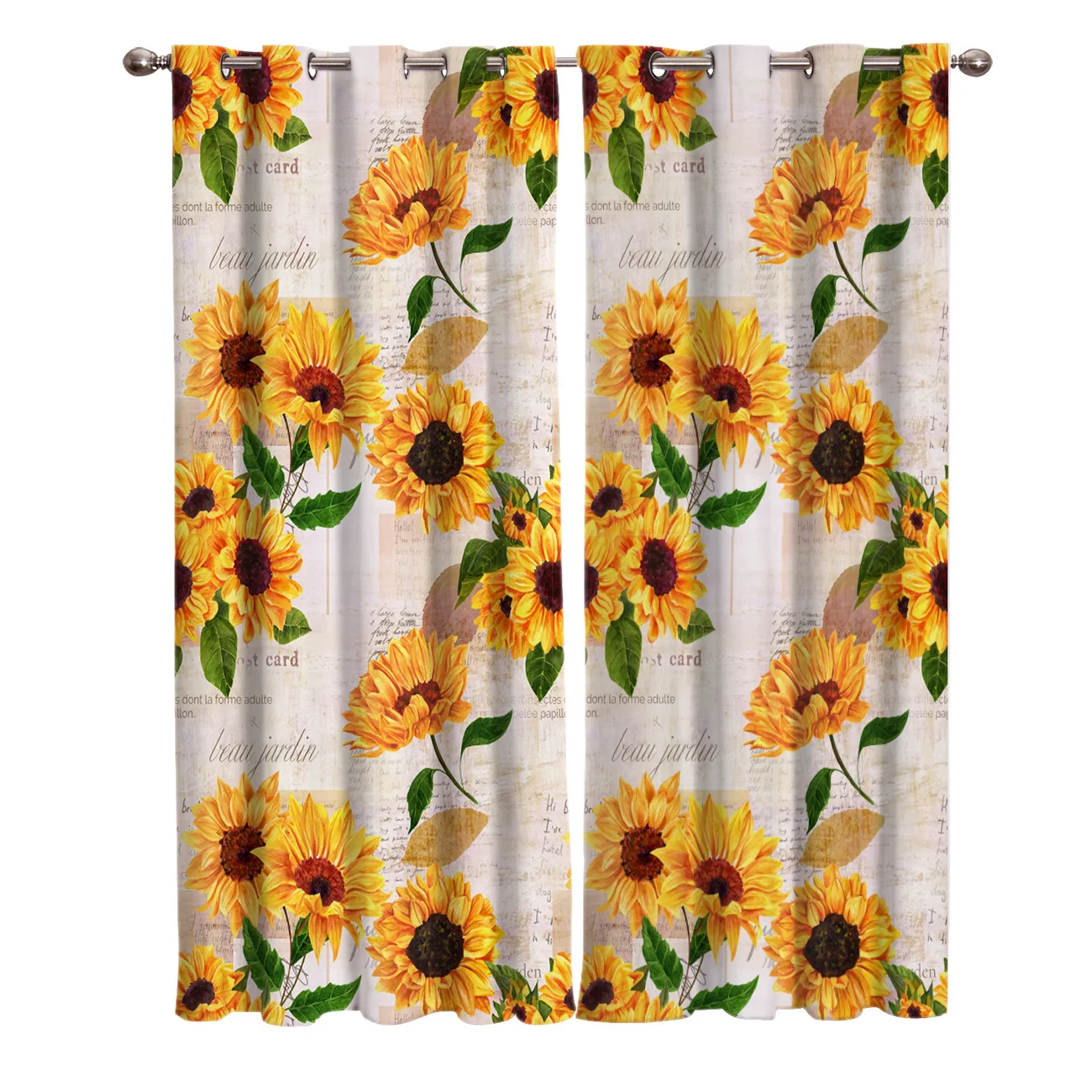 

Sunflowers Newspaper Window Curtains Bathroom Indoor Outdoor Grommet Curtain Panels Window Treatment