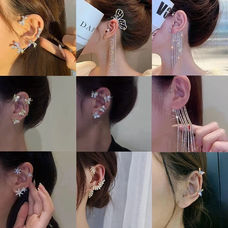 

2022 New Fashion Plated Butterfly Ear Clips Without Piercing Earrings Set Hoops Earrings for Women Luxury Jewelry