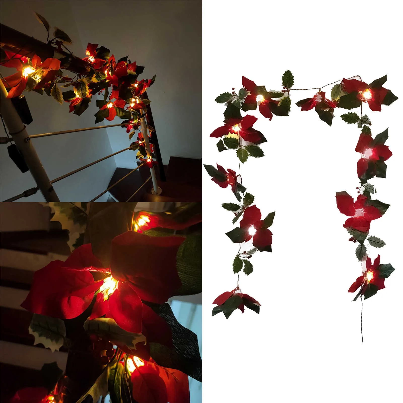 

Christmas Flower Rattan Lamp String Led Battery Box Holiday Christmas Tree Decorative Lamp