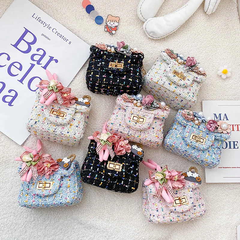 

2021 Girl Mini Handbag Autumn Winter Baby Girls Princess Pearl Messenger Bag Lady Princess Crossbody Bag Clutch Purse
