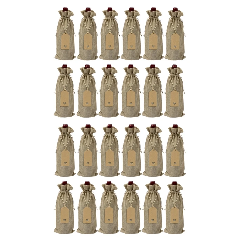 

Мешочные Винные сумки, многоразовые сумки с бирками для праздника, дня рождения, 24 штуки