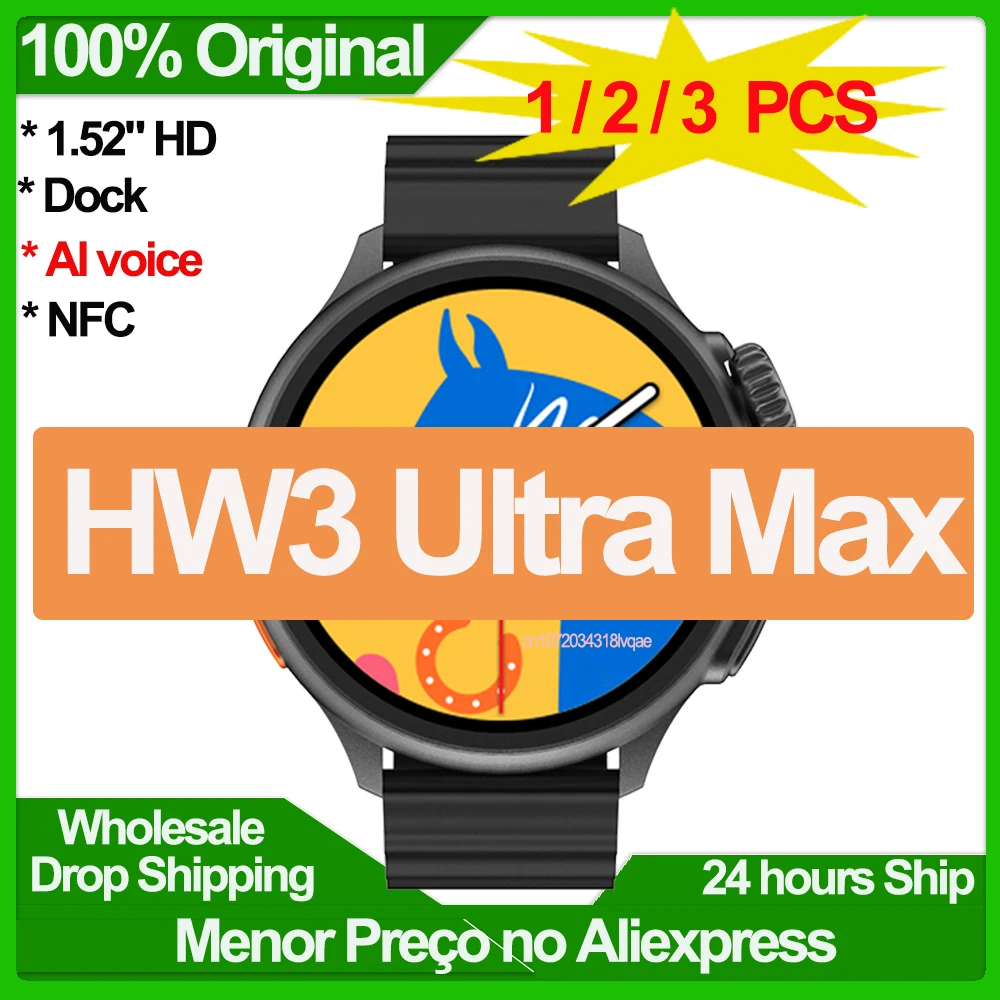 Смарт-часы HW3 Ultra Max мужские, умные часы с голосовым помощником, Bluetooth, функцией вызова, прикроватной тумбочки, с режимом спортивного фитнеса 90 +, для Android и Ios