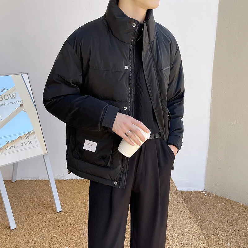 Winter Jacket Men Warm Fashion Black White Thickened Down Jacket Street Dress Korean Loose Thick Short Coat Mens Parker Clothes