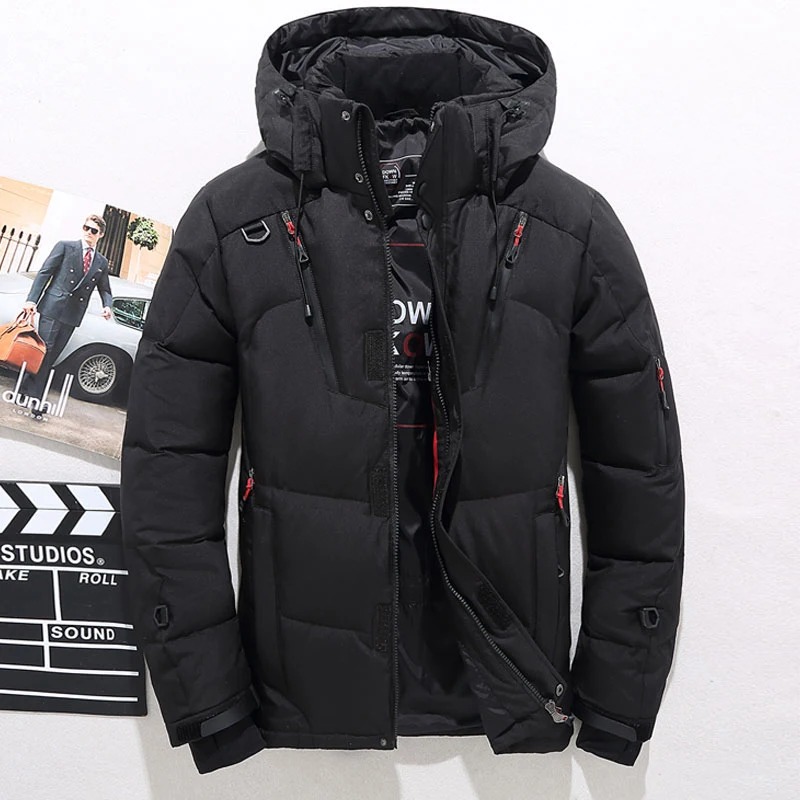 Winter New Casual Men's White Duck Down Jacket Warm Hooded Thick Puffer Jacket Coat Male High Quality Oversizecoat Thermal Parka