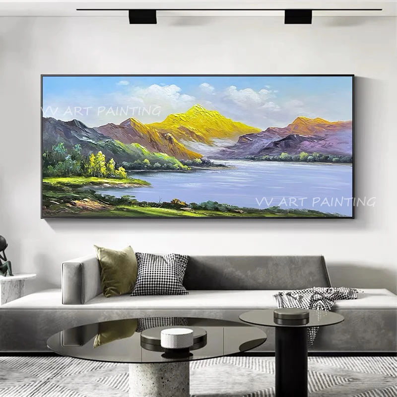 

Handmade Modern landscape picture thick ocean sea mountain artwork oil painting decoration porch aisle for living room as a gift