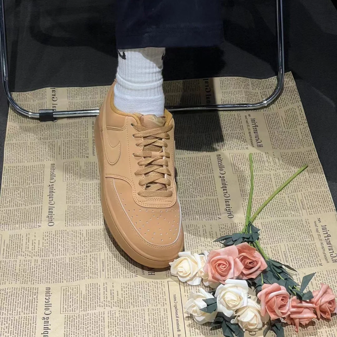 Кроссовки Nike Court Vision 1 с низким берцем мужские и женские пшеничного цвета