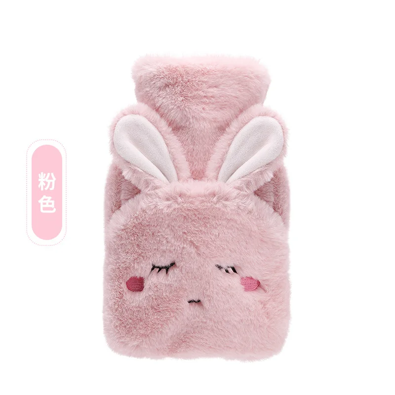 Winter Plush Water Bottle Bag Set Cute Cartoon Hot Water Injection Bags Small Portable Hand Clutch Warmer Storage Bag Rubber Bag