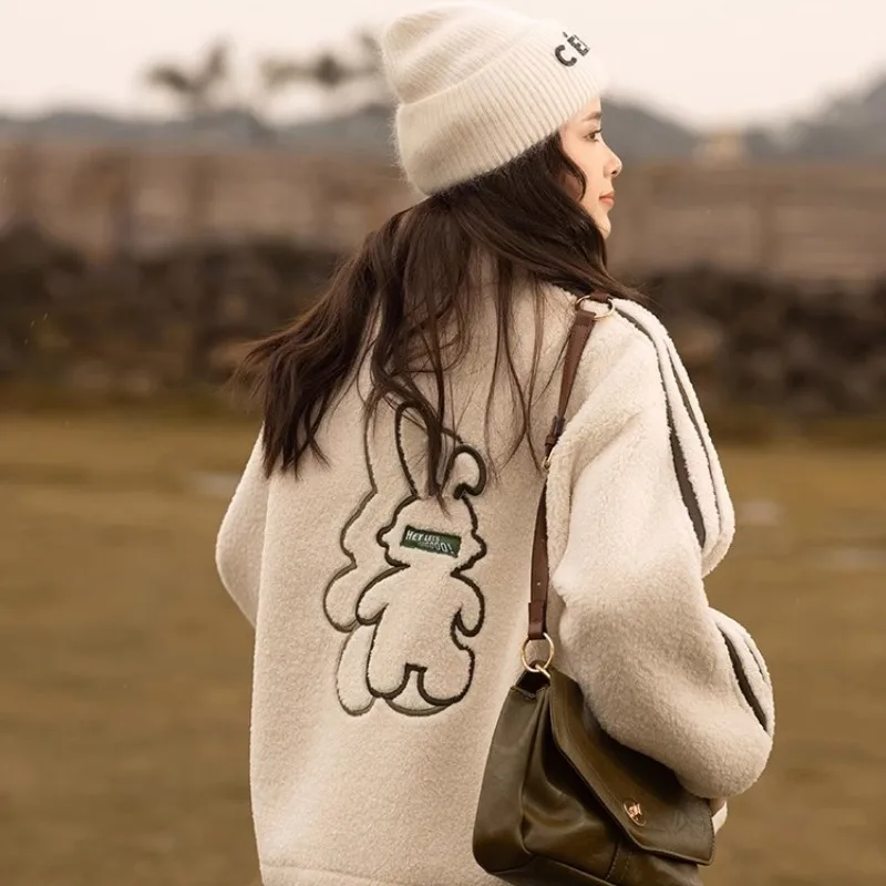 Женское пальто из овечьей шерсти с воротником-стойкой новинка зима 2023 свободный