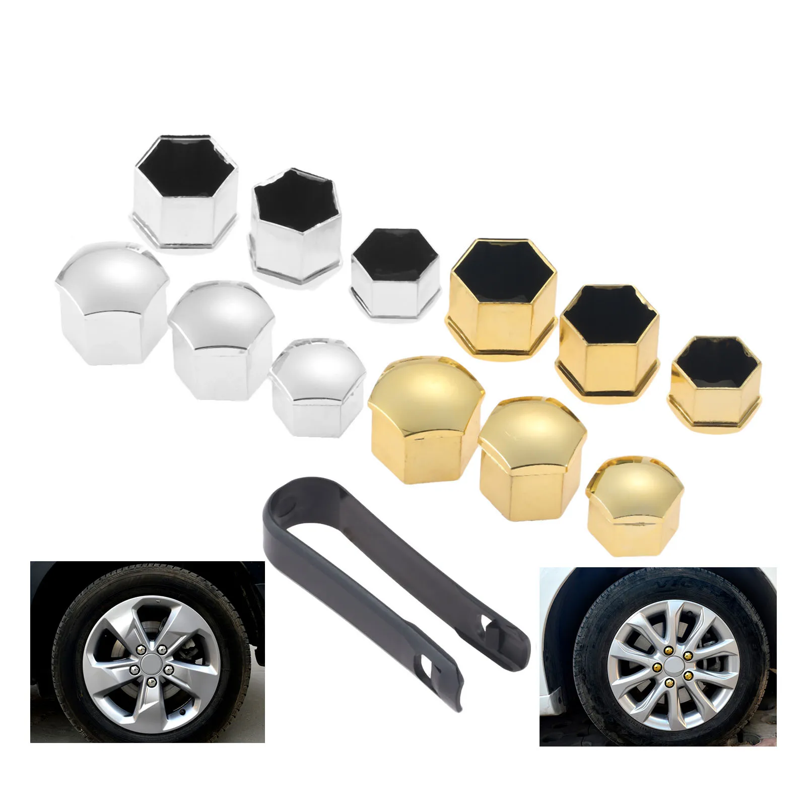 

20Pcs Universal Anti-Rust 17 19 21mm Chrome Glossy ABS Auto Trim Tyre Wheel Nut Screw Bolt Protection Covers Caps Car Styling