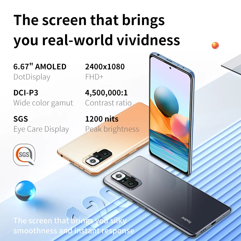 Global Version Xiaomi Redmi Note 10 Pro 6GB/8GB 64GB/128GB Smartphone 108MP Camera Snapdragon 732G 120Hz AMOLED Display