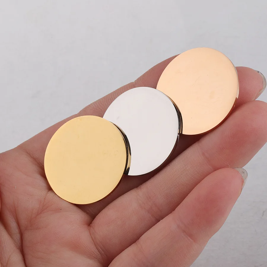 Rumnvnty 5pcs 19-25mm Round Discs Charms Mirror Polish Stainless Steel Charms For DIY Making Necklace Keychain Earrings Jewelry