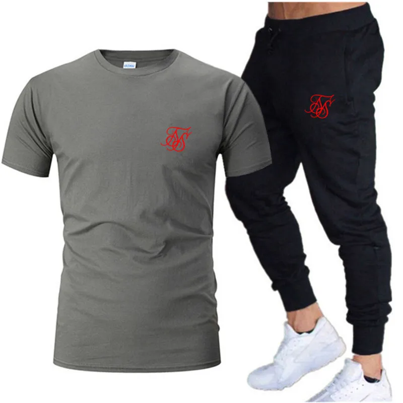 2023 Summer Fashion Casual Sports Suit Sports Wear Sports Suit Men's Sports Suit Short Sleeve + T-shirt 2 Piece Suit