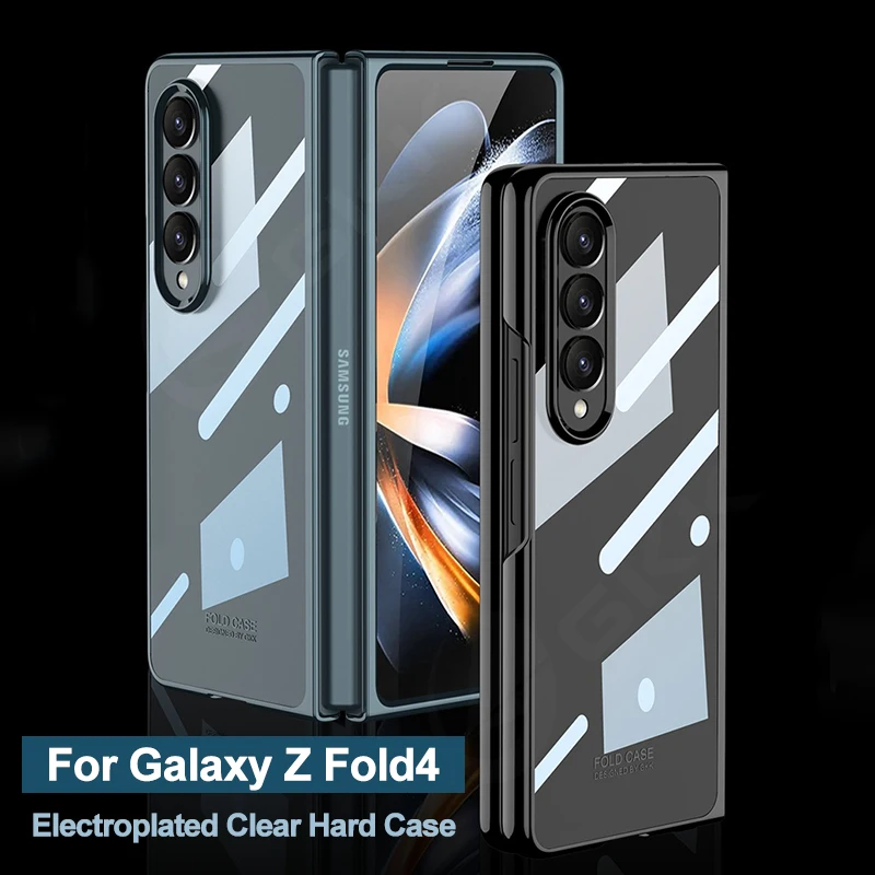 

GKK Original Plating Hard Case For Samsung Galaxy Z Fold 4 5G Case Electroplated Clear Frame Plastic Cover For Galaxy Z Fold4