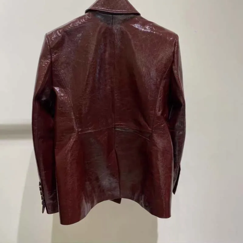 Женское двубортное пальто куртка из натуральной овечьей шкуры с отложным