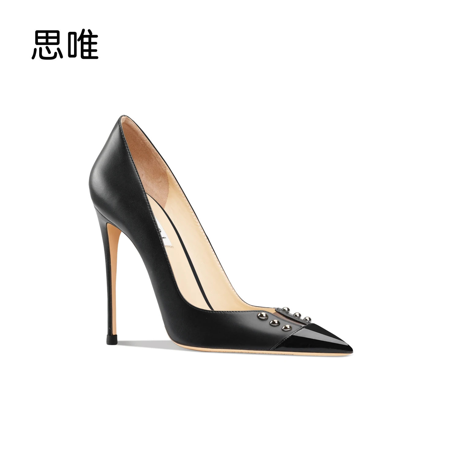 2022 Fashion Rivets High Heels 10cm Thin Heels Pumps Women Stiletto-heel Dress Wedding Shoes Sexy Pointed Toe Ladies Party Shoes