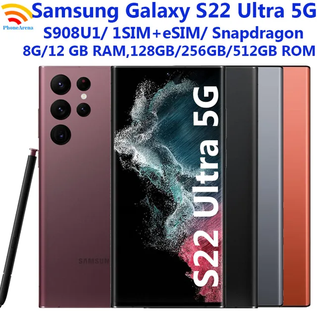 Samsung Galaxy S22 Ultra 5G S908U1 6.8" 8/12GB RAM 128/256/512GB ROM Snapdragon 8 NFC S22U eSIM Original Unlocked 1