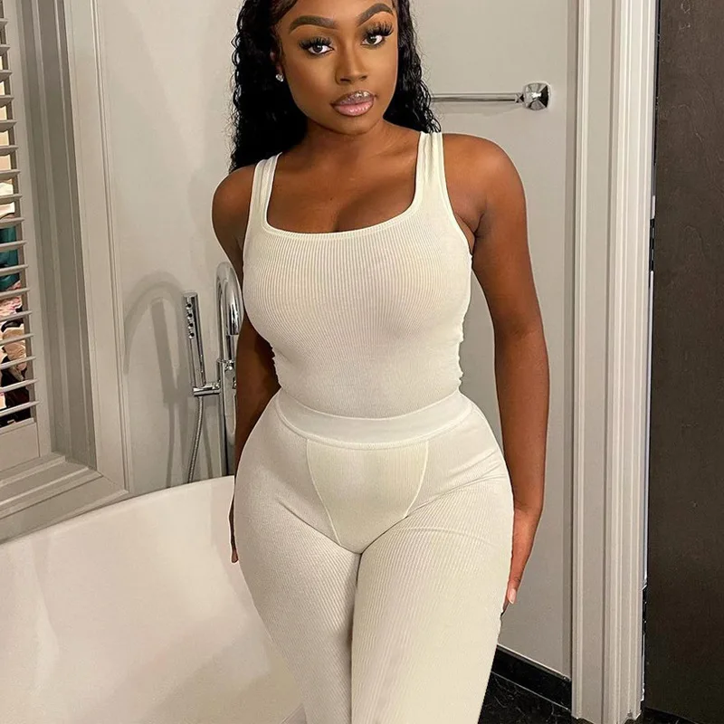 

New Women's Solid Color Sleeveless Crop Tank Top and Pants Two Piece Casual Sports Yoga Set