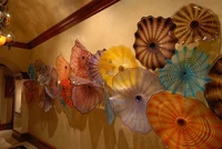 hot sale handmade blown glass art flower plates 100 custom made wall lamps