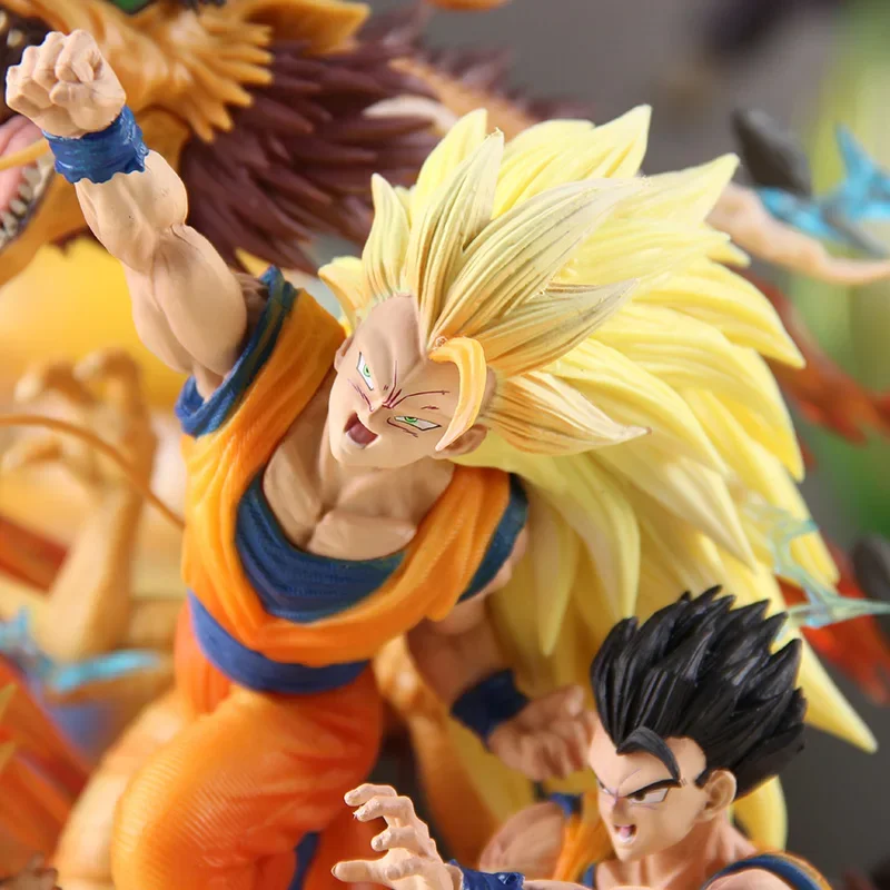 28 см фигурка Dragon Ball Gk Super Saiyan 3 Son Goku Фигурки Статуя ПВХ Модель Shenron Отца и Сон Трио