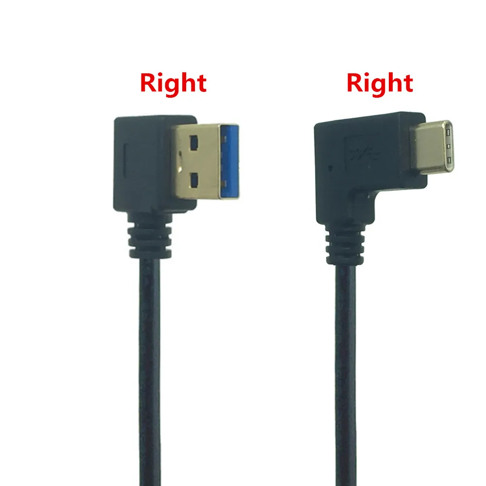 

Кабель-удлинитель с левым/правым углом 90 градусов «штырь-штырь» USB 3.0 типа A на USB 3,1 Тип C для смартфонов и планшетов 1 м