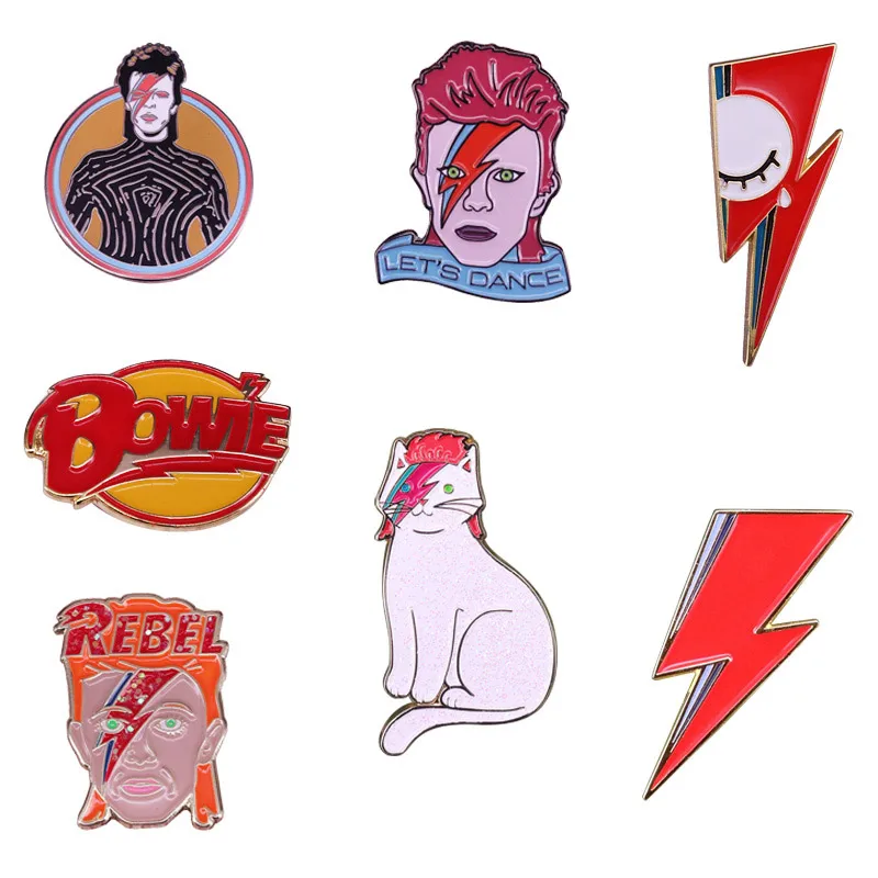 Ziggy Stardust Artist Cat Dogs Brooch Rock Music Fans Great Collection