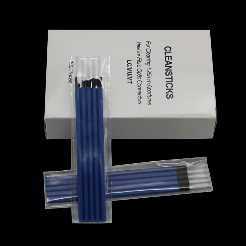 100pcs 1.25mm Optical Fiber Cleaning Rod LC/MU Interface Wiping Rod Optical Fiber Cleaning Cotton Swabs Flange Adapter Cleaning