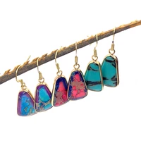 pair of fashion natural stone irregular shape glitter stone 16x30mm earring charm jewelry for women pendants wholesale