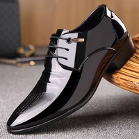 high quality mens formal business casual leather shoes gentleman generous italian lace up casual shoes bright loafers