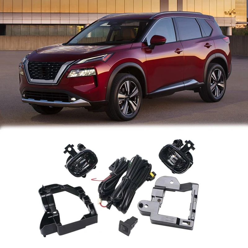 

2Pcs Car Front Bumper Left Right Fog Lights Assembly Foglight with LED Bulb for Nissan X-Trail Rouge 2021 2022