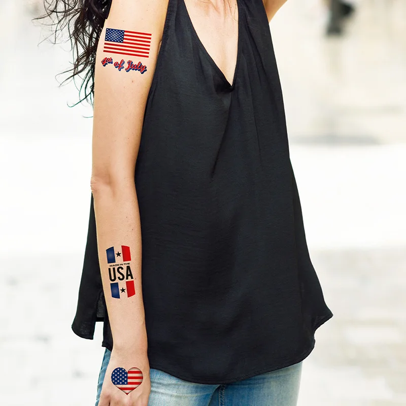 Фото 10 листов День независимости американский флаг татуировки наклейки живопись вечерние временные водонепроницаемые татуировки наклейки лицо боди-арт Декор №4