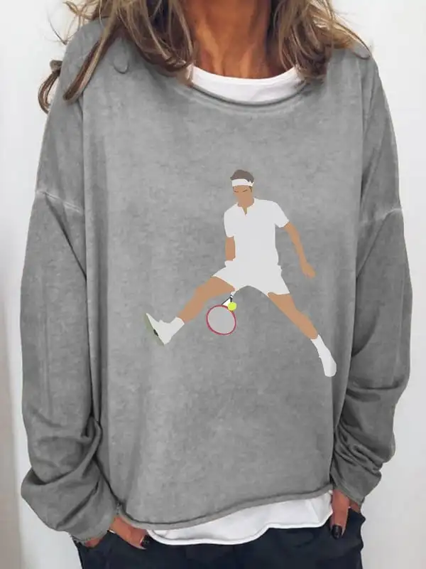 

Women's The Goat RF Tennis Legend Thanks For All The Countless Memories Print Sweatshirt