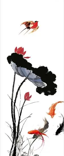 Декоративный постер на холсте MT4001 в китайском стиле с изображением лотоса и