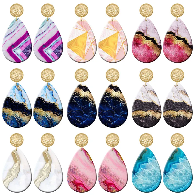 

Artistic Ripple Pattern DIY Acrylic Drip Earrings For Women Jewelry Y2K Piercing Ear Hooks Dangle Accessories Gift For Girls