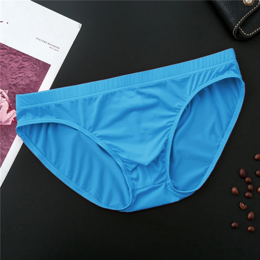 

Men Sexy Ice Silk Briefs U-Convex Pouch Underwear Low-Waist Panties Multicolour Underpants Comfortable Pyjamas Pouch Swimwear
