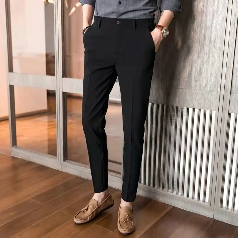 

2022 Mens Spring Autumn New Fashion Business Casual Suit Pants Men Solid Color Dress Pants Male Slim Fit Formal Trousers G252