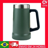 beer mug with stainless steel spray paint double layer thermal mug for home and office use with hand handle
