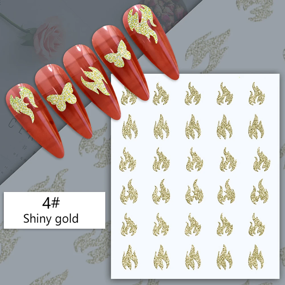 

Nail Art Decorations French Nails Stickers Stars Act 3D Designer Decals Bronzing Stick Foil 2023 Press-on Golden Silver