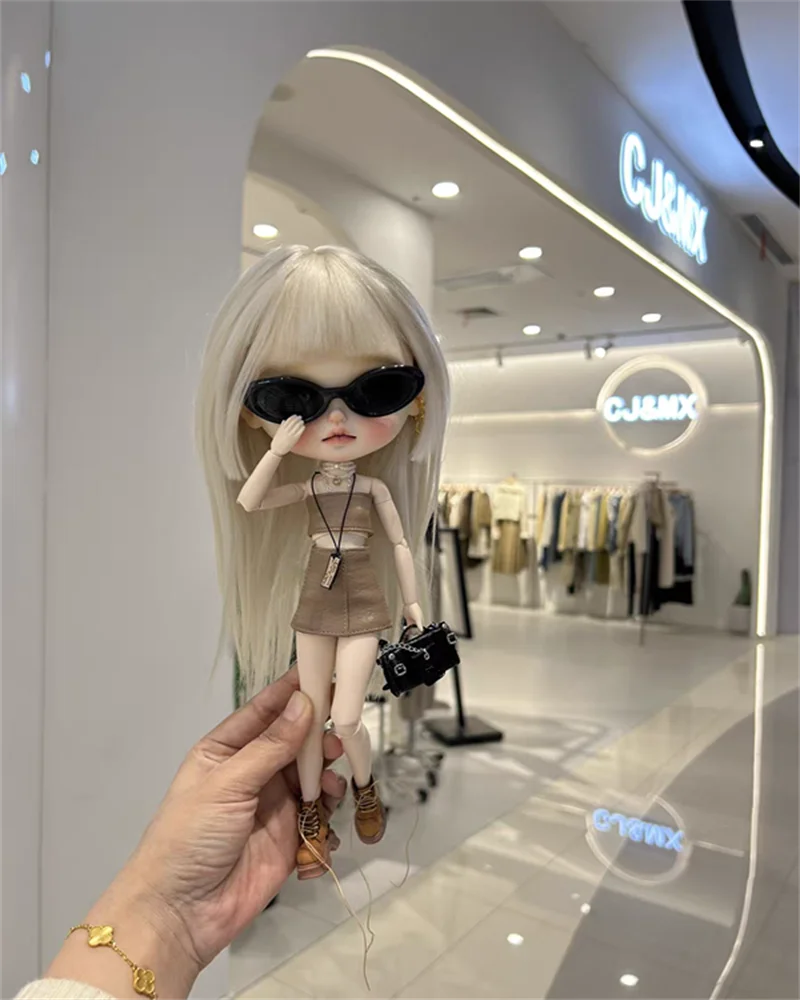 Одежда для кукол Blythe OB24 Azone бежевое плюшевое пальто + верблюжья кожаная накидка на