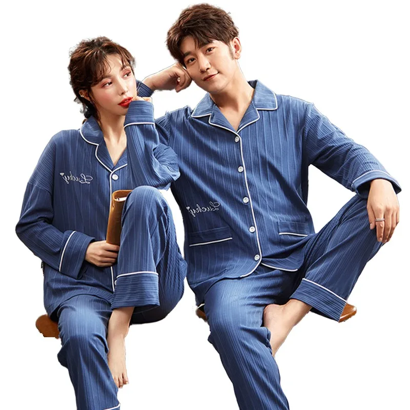 QUHENG Autumn Pajamas for Women Suit 2022 Winter Long Sleeved Trousers Warm Cotton Home Clothes Casual Pajama Men's Suit Set