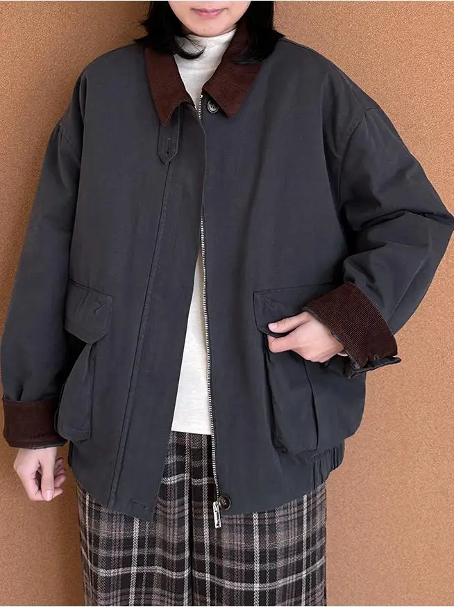 [Белый каждый 300-30] Самостоятельная вельветовая куртка с хлопковой подкладкой Good